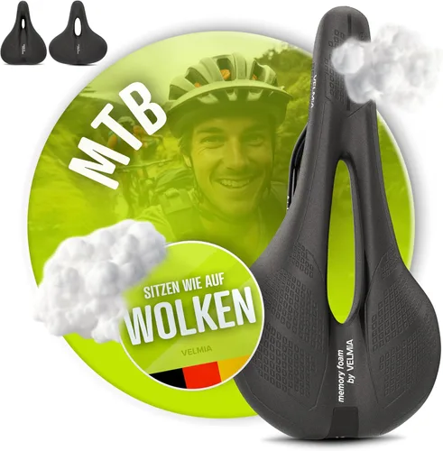 Vista 8 de VELMIA Sillín de bicicleta - Cómodo sillín para hombres y mujeres - Concepto de 3 zonas - Asiento de bicicleta impermeable con diseño ergonómico