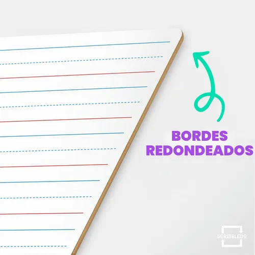 Vista 4 de Scribbledo Pizarra Blanca de Doble Cara con Líneas, Tablero de Borrado en Seco para Niños, Tablero de Escritura Rayada, Práctica de Escritura a