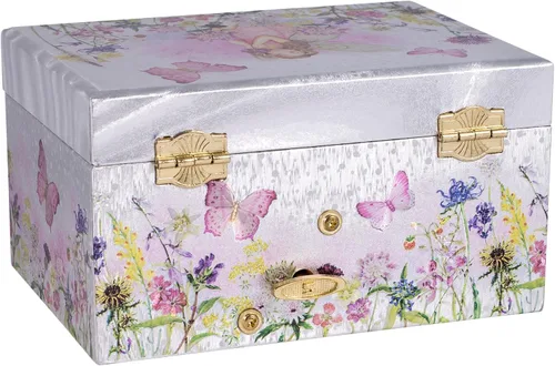 Vista 3 de Broadway Gifts Joyero musical de hadas de plata y blanco de bailarina Swan Lake