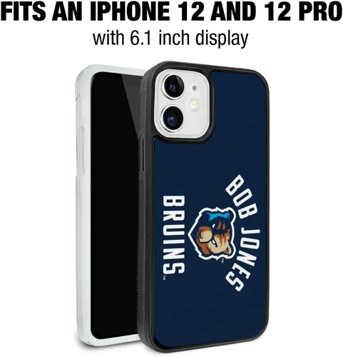 Vista 6 de Bob Jones University Bruins Logo Protective Slim Fit Hybrid Rubber Bumper Case Fits Apple iPhone 12 Pro and 12