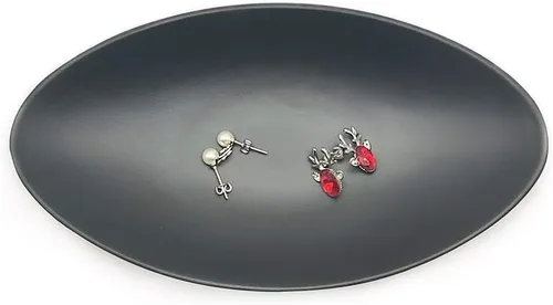 Vista 2 de Bandeja organizadora de llaves de plato negro para llaveros, decoración de aparador, plato decorativo para baratijas de entrada, regalo