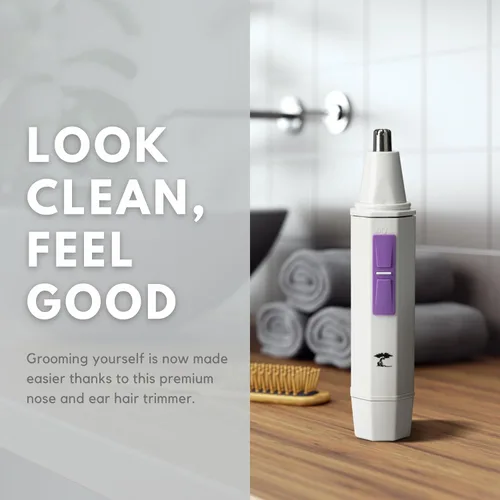 Vista 2 de ToiletTree Products Recortadora de pelo blanco resistente al agua para nariz y orejas con luz LED