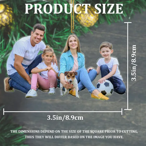 Vista 3 de Adornos navideños personalizados con foto, adornos de foto 2D personalizados, decoraciones colgantes para árbol, regalo para parejas de Navidad