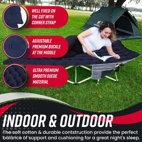 Vista 3 de VaygWay Colchón plegable para catre y cuna para acampar al aire libre, suave, cómodo, ligero, grueso, de algodón, para senderismo, viajes