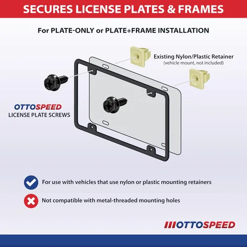 Vista 2 de OttoSpeed Tornillos de matrícula inoxidables para vehículos nacionales estadounidenses e importaciones seleccionadas - Pernos de acero inoxidable