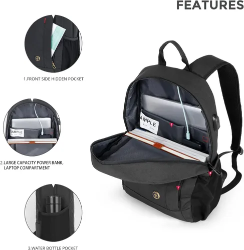 Vista 2 de Swissdigital Mochila escolar con diseño loptop, Gris