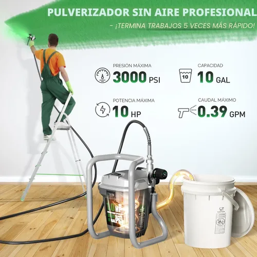 Vista 3 de Pulverizador de Pintura Sin Aire, Pistola de Pintura Eléctrica de Alta Presión con Varilla de Extensión, Herramienta de Pintura Profesional Sin