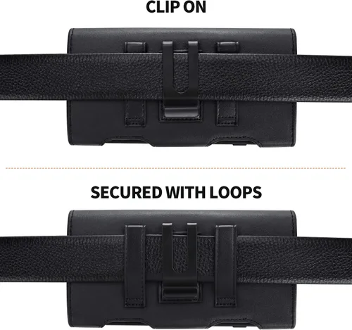 Vista 4 de BECPLT Funda para Google Pixel 9 Pro / 8 Pro / 6 / 4 XL con funda de cuero y clip para cinturón (negro)