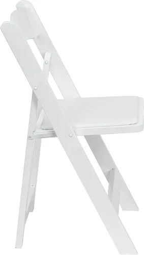 Vista 6 de EMMA + OLIVER Paquete de 2 sillas plegables de madera blanca con asiento acolchado de vinilo Blanco