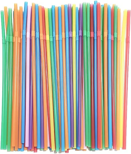 Vista 8 de Pajitas flexibles para beber, 100 unidades, diámetro 0.197 in, longitud 8.3 in, plástico, varios colores sólidos puros