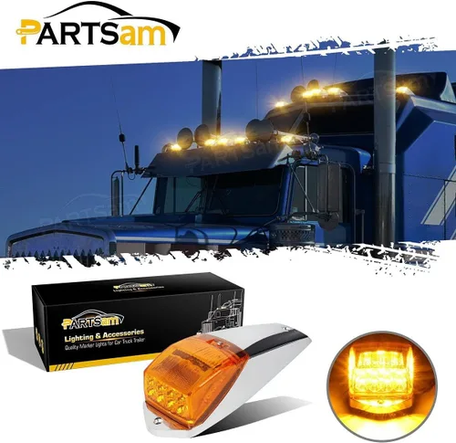 Vista 2 de Partsam 5 luces LED de 31 luces LED para techo superior ámbar + luz trasera redonda de doble cara con pedestal de parada y giro 48 LED