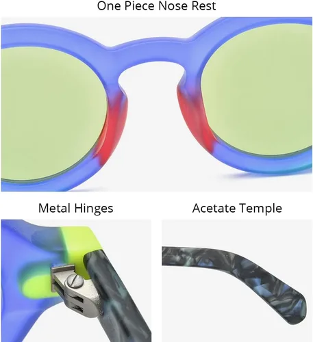 Vista 8 de HEPIDEM Gafas de sol polarizadas redondas retro vintage de acetato mate para mujer 9270T