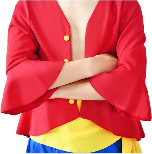 Vista 3 de DAZCOS Disfraz de anime de mono D Luffy rojo para adultos de EE UU Rojo