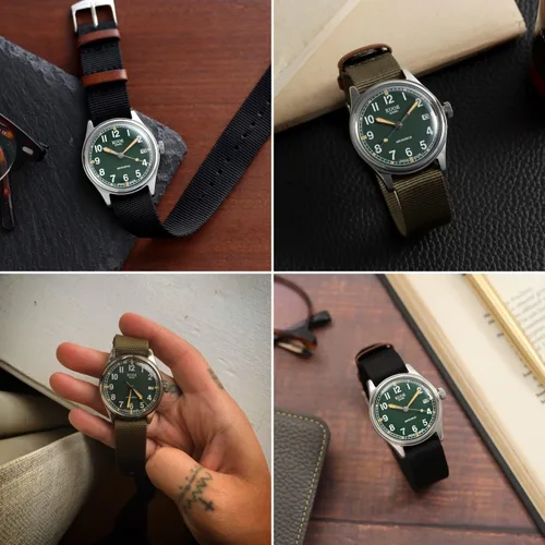 Vista 4 de KUOE Old Smith 90-002, Automatic NH35 Movement, Green Dial, Replacement Belt Included
