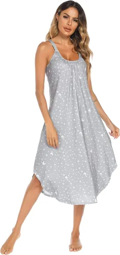 Vista 2 de Camisón largo sin mangas para mujer, con tirantes anchos, camisola suelta de verano