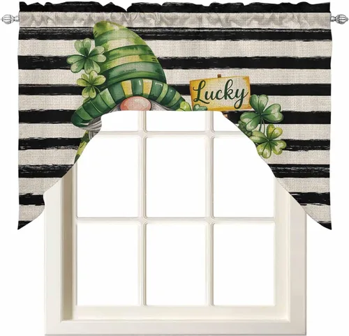 Vista 8 de Cortinas de cocina con cenefa de Pascua, cenefa con bolsillo para barra, paneles de cortina para dormitorio, sala de estar, baño, cafetería