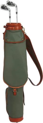 Vista 2 de Tourbon Bolsas de transporte vintage para palos de golf - Lona y cuero Golf Bag for Walking Par 3 Courses, Traveling, with Padded Lining