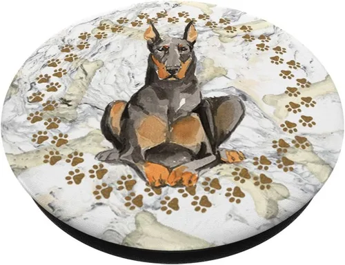 Vista 2 de Bonito regalo artístico de Doberman para amante del perro – PopSockets Grip y soporte para teléfonos y tabletas
