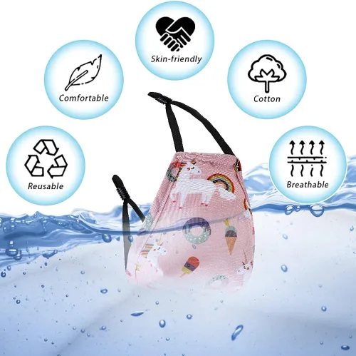 Vista 4 de DFFGGD 6PCS Washable Kids Face Masks With Pocket & Nose Bridge. Reusable Cotton Cloth Cute Breathable Adjustable FaceMasks