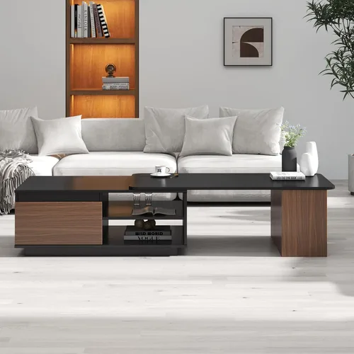 Vista 7 de Mesa auxiliar extensible rectangular de 48 a 66 pulgadas con cajones