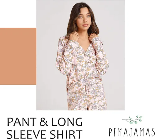 Vista 6 de Conjunto de pijama para mujer, algodón Pima peruano, suavidad superior, conjunto de ropa de descanso para mujer