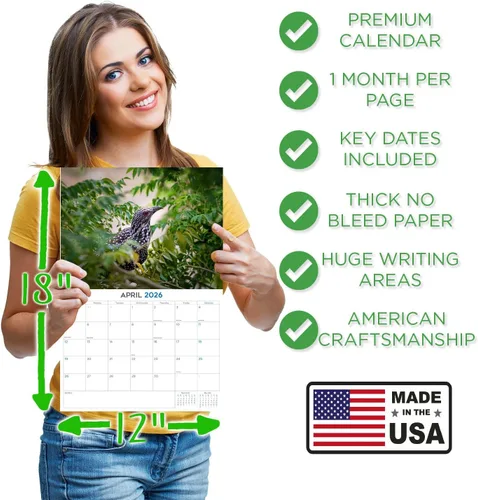 Vista 51 de Calendario de grises africanos 2025 2026 – Planificador mensual de pared de aves africanas – 12 x 18 pulgadas (abierto), calendario de pared