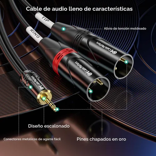 Vista 6 de Cable Matters Cable TRS a 2 XLR de 0.1 in, macho a macho, 3 pies