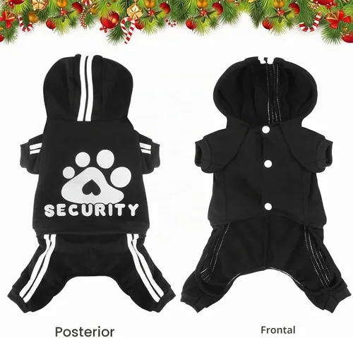 Vista 5 de Sudadera de seguridad con capucha para perros de 4 patas - Mono con sudadera - Sudaderas - Ropa suave y cálida para perros - Suéter con capucha