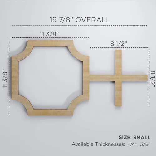 Vista 2 de 19 7/8"W X 11 3/8"H pequeños Bradley decorativos calado madera paneles de pared, aliso