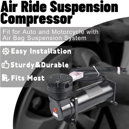 Vista 6 de 2 piezas 200 PSI compresor de aire resistente para bocinas de tren/compresor de suspensión neumática 12V 3/8 NPT negro para bocinas de coche