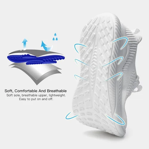Vista 4 de Akk Mens Hand Free Slip On Wide Walking Shoes Memory Foam Runnning Tennis Shoes Lightweight Breathable Casual Sneakers