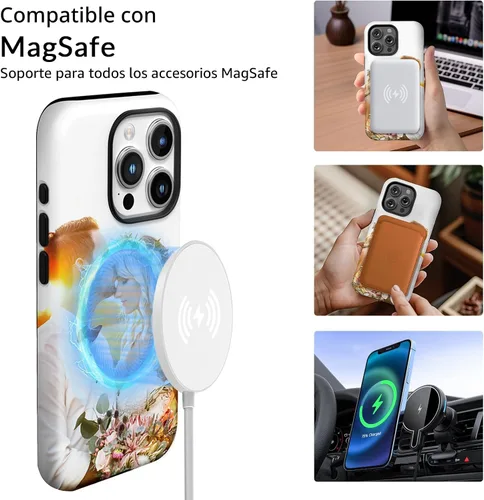 Vista 3 de Funda de teléfono con imágenes personalizadas para iPhone 17/16/15/14/13/12/11 Pro Max, compatible con MagSafe, funda protectora personalizada
