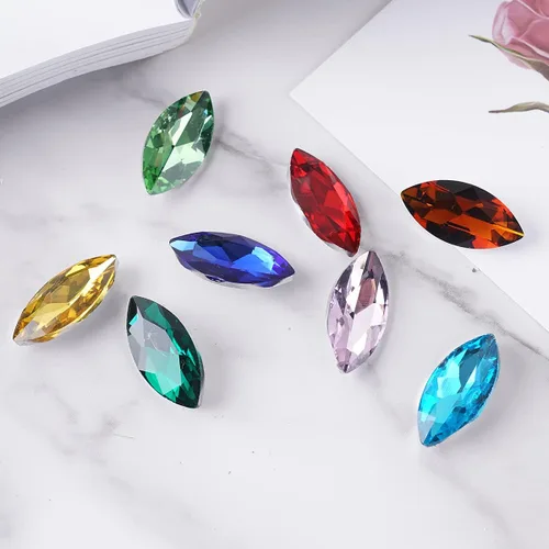 Vista 3 de Diamantes de imitación grandes de cristal de 0.512 x 1.063 in, piedras preciosas en forma de ojo de caballo para manualidades, fabricación de joyas