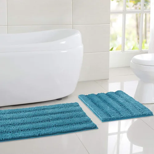 Vista 39 de NICETOWN Tapete negro para baño, antideslizante, suave, absorbente de agua, tapete de bajo perfil para entrada, tapete para vestíbulo, puerta