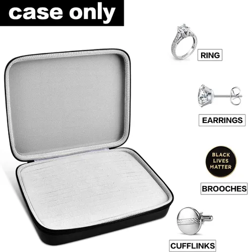 Vista 4 de GWCASE Estuche organizador de anillos caja de colección de joyería con 42 ranuras. Soporte para bandeja de anillos para más de 50 anillos, aretes