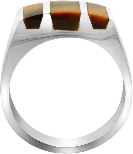 Vista 2 de Anillo rectangular de plata de ley con diseño de ojo de tigre para hombre, hecho a mano, tallas 9-13