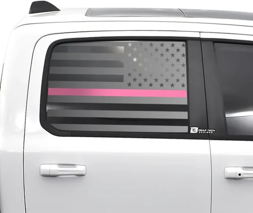 Vista 8 de BOGAR TECH DESIGNS calcomanía de vinilo con bandera americana para ventana trasera central compatible con Dodge Ram 2009-2025, mate negro