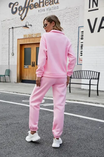 Vista 5 de Conjunto deportivo de 2 piezas con media cremallera para mujer, conjunto de sudadera para viajar
