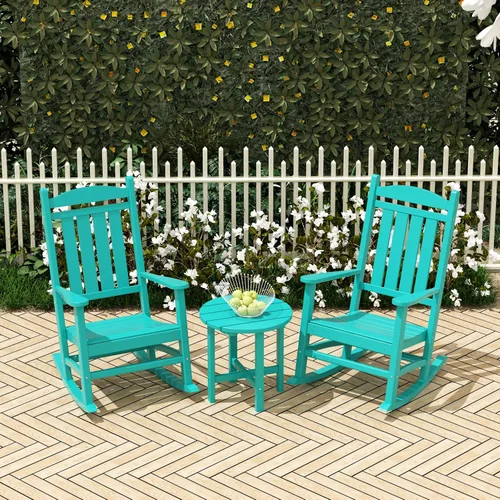 Vista 7 de HDPE Laguna Classic - Mecedora para porche (juego de 2), color turquesa