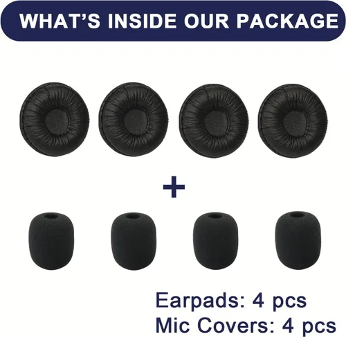 Vista 6 de Almohadillas de repuesto para auriculares Plantronics compatibles con Plantronics HW251N HW261N HW510 HW520 Blackwire C320 3210 3220 3320 Jabra Biz