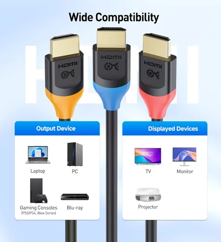 Vista 6 de Cables HDMI de alta velocidad de Cable Matters, chapados en oro, compatible con resolución 3D y 4K (paquete de 3) 4K @60Hz, 2K @144Hz, FreeSync
