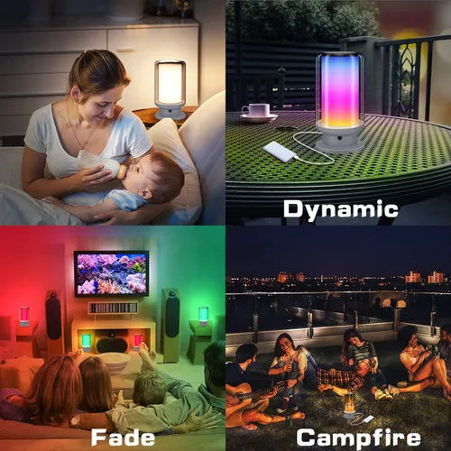 Vista 4 de Lámparas LED de mesa que cambian de color, lámpara de noche regulable con control remoto, lámpara de escritorio enchufable para dormitorio, sala