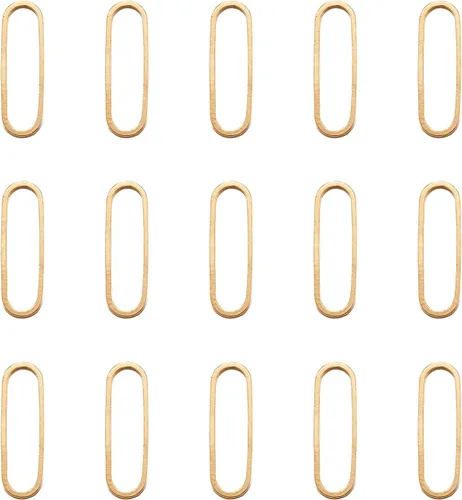 Vista 13 de FASHEWELRY 35 anillos de acero inoxidable con eslabones de corazón, 4 tamaños, diseño de corazón dorado, bisel abierto, conectores para colgar