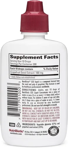 Vista 2 de NutriBiotic GSE, líquido de 2 onzas El extracto original de semilla de pomelo concentrado premium con bioflavonoides Potente apoyo inmunológico