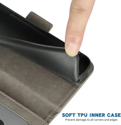 Vista 6 de Compatible con Xiaomi Mi 8/Mi8 Pro - Funda tipo cartera de cuero con tapa para tarjetero, accesorios para celular, monedero folio, identificación