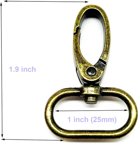 Vista 2 de Cierre giratorio de 1 pulgada Langosta Bronce Antiguo 40pcs Metal Ganchos giratorios duraderos para bolso, mochila, collares de perro, correa