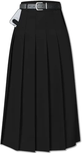 Vista 7 de SANGTREE Falda larga plisada de cintura alta para mujer y niña, uniforme escolar, cosplay