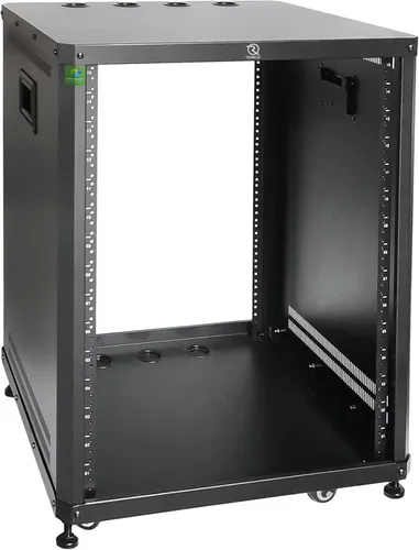 Vista 6 de RIVECO POMU - Estante estéreo y de estudio de 6U con ruedas giratorias, gabinete de red rodante, estante de audio de marco abierto para grabación