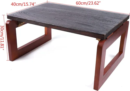 Vista 3 de Mesa de centro plegable de madera Flodable para computadora portátil, mesa de té baja Mesa de picnic de té, mesa de centro plegable de madera
