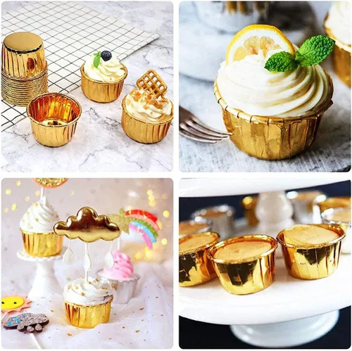 Vista 7 de Copas de papel de aluminio para cupcakes, 50 piezas desechables Ramekin MuffinBaking Tazas pequeñas tazas de aluminio para cupcakes Ramekin Holder